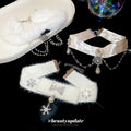 White Velvet Choker Necklaces with Bow and Snowflake Charms view 3