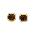 Leopard Pattern Velvet Look Square Gold Stud Earrings view 5