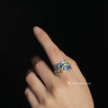 Silver Tone Multicolor Enamel Flower Cluster Adjustable Open Ring view 2