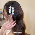 White Triple Pearl Bead Cluster Duckbill Hair Clip view 3