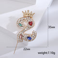 Crowned Rhinestone Number Brooch in Nine Numerals Decorative Lapel Pin view 10