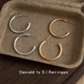 Smooth Open C-Hoop Stud Earrings Gold Silver Styles view 1