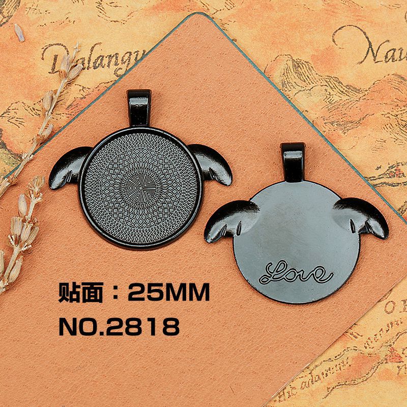 Black Alloy Cabochon Pendant Tray for Necklace Making