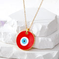 Gold Tone Oversized Round Evil Eye Pendant Necklaces view 3
