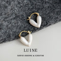 Gold-Tone Creamy White Enamel Heart Huggie Hoop Earrings view 1