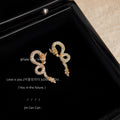 Gold-Tone Pavé Zirconia Coiled Dragon Stud Earrings Pair view 2