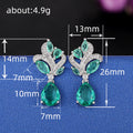 Silver Tone Aqua Teal Leaf Pear Drop Stud Earrings view 5