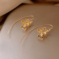 Iris Flower Long Stem Hook Earrings in Gold and Silver view 7