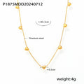Gold Multi Heart Station Necklace And Herringbone Chain view 7