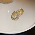 Gold-Tone Crystal Pearl Huggie Earrings For Women Jewelry view 4