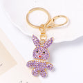 Rhinestone Bunny Keychain Pearl Collar Gold Metal Charm view 4