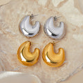 Chunky C-Shape Polished Stud Earrings Gold Or Steel Metal view 4