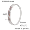 Hinge Bangle Stainless Steel Zircon Pave Stripe Pink Clear view 8