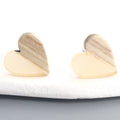 Half Wood Half Color Resin Heart Stud Earrings in Three Colors view 8