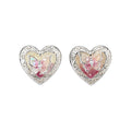 Silver Tone Heart And Open Flower Stud Earrings In Two Styles view 5