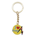 I Love Study Enamel Key Ring Pink Or Yellow Disc Metal Charm view 7
