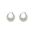 Silver Filigree Lace Openwork Hoop Earrings Crescent view 5