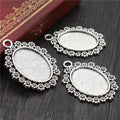 Beaded Floral Oval Pendant Tray Jewelry Making Components view 2