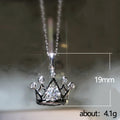 Silver Tone Crown Pendant Necklace Clear Center Zircon view 5