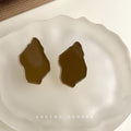 Gold Tone Olive Enamel Stud Earrings Three Shape Styles view 7