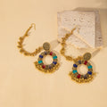 Colorful and Black Ornate Floral Ear Chain Earrings view 6