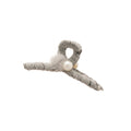 Gray Sparkle Yarn Claw Hair Clip Pearl Fur Pom Accent view 5