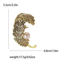 Curled Crystal Feather Brooch With Faux Pearl Accent view 6