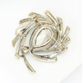 Gold Tone Teardrop Crystal Swirl Brooch Rhinestone Pin view 4