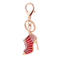 Gold-Tone Rhinestone High-Heel Shoe Metal Keychain, Five Color Options view 5
