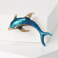 Blue Enamel Leaping Dolphin Brooch for Jackets Scarves and Lapels view 4