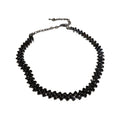 Rhinestone Zigzag Bracelet And Choker Necklaces Silver Black view 5