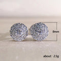 Round Pave Cluster Stud Earrings In Three Polished Metal Tones view 5