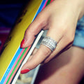 Square And Round Clear Stone Five-Row Extra-Wide Ring In Silver Tone view 5