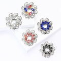 Silver Swirl Flower Brooch Clear Blue Multi Pink or Black view 4