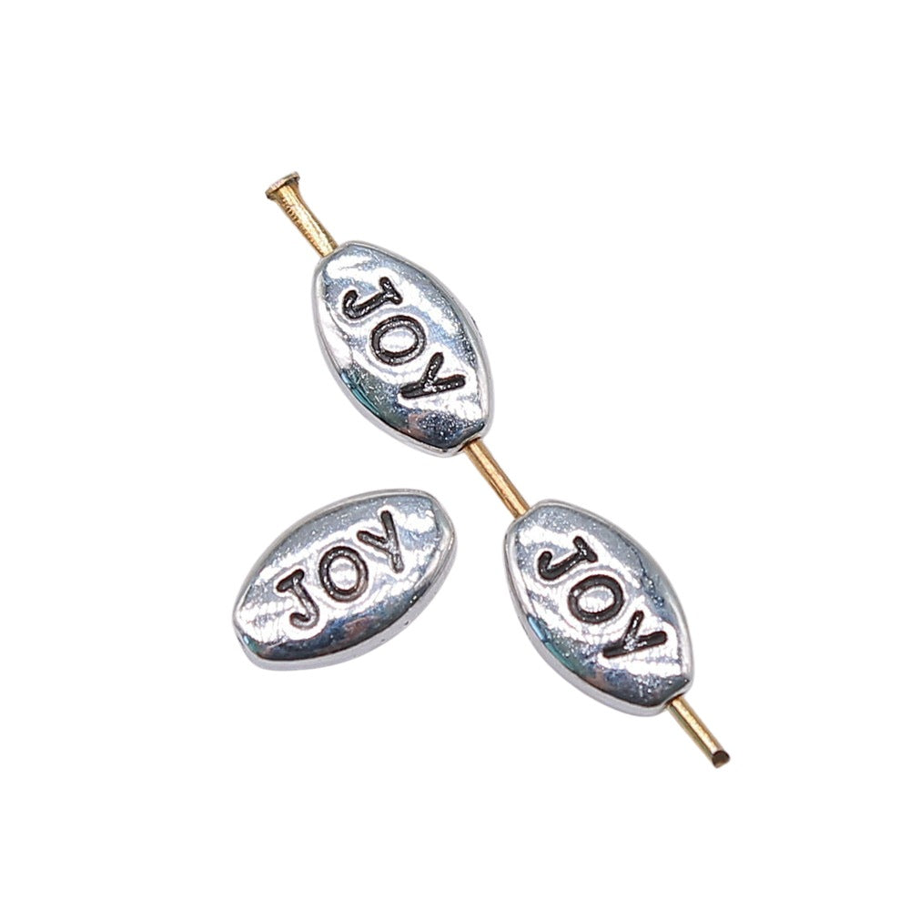 10x6mm 0.6g Antique Silver Zinc Alloy JOY Letter Loose Metal Beads for Bracelet DIY Jewelry Making