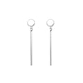 Gold and Silver Slim Hoop Straight Bar Dangle Stud Earrings view 5
