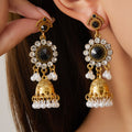 Four Color Clear Halo Gold Tone Jhumka Bell Dangle Earrings view 4