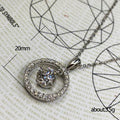 Floating Round Crystal Double Circle Pendant Necklace view 5