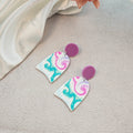 Acrylic Rainbow Arch Dangle Earrings Multicolor Studs view 4