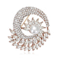 Spiral Crystal Wheat Brooch With Pearl in Gold or Silver Tone view 5