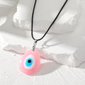 Teardrop Resin Evil Eye Pendant Necklaces on Black Cords view 7