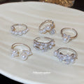 Silver Pearl Zircon Open Rings in Six Style Designs view 2