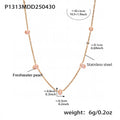 Gold Station Necklace Freshwater Pearl Pink Or Gray view 7