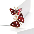 Two Butterfly Enamel Brooch With Pearl Link in Blue or Red view 2