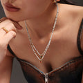 Natural Stone Bead Necklace Black Zircon Teardrop Pendant view 4