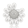 Pearl Petal Flower Brooch Rhinestone Center Gold or Silver view 5