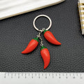Red Three-Dimensional Chili Pepper Keychain with Metal Ring view 3