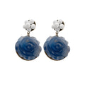 Blue Resin Rose Statement Drop Earrings Statement Jewelry view 5
