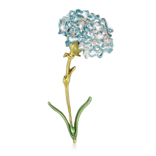 Textured Enamel Carnation Stem Brooch in Blue and Pink grouped product view