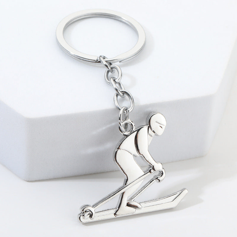 Skier Sports Zinc Alloy Keychain Ice Sports Gift Accessory